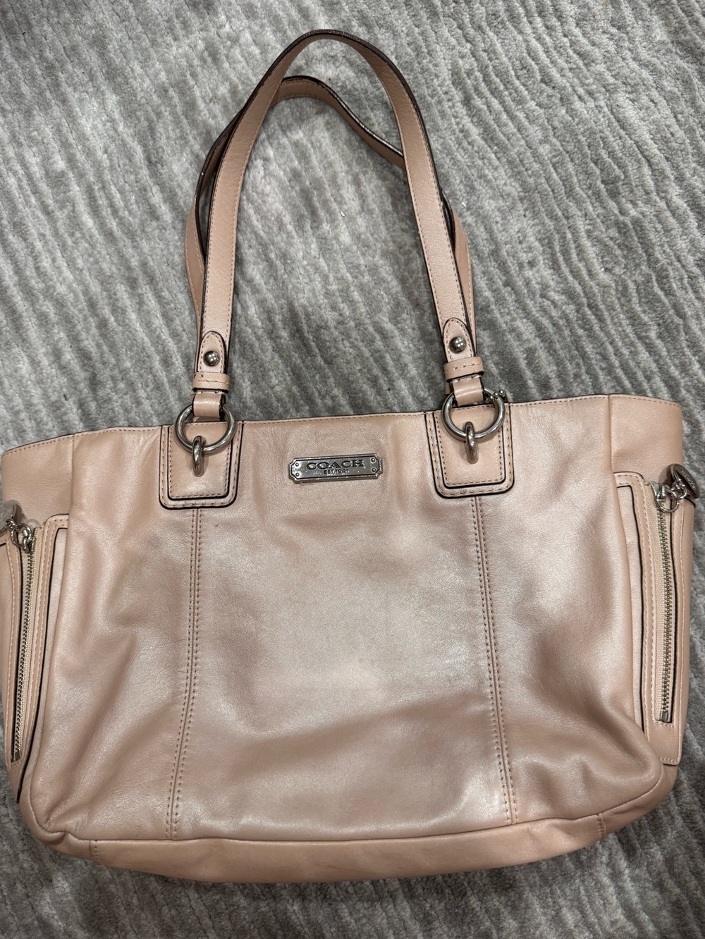 Vintage Coach Leather F19456 Gallery Taupe Tote Bag Shoulder Handbag